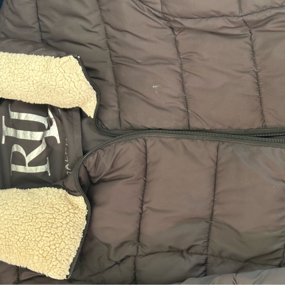 Black puffer  Jacket with Cream faux fur Lining